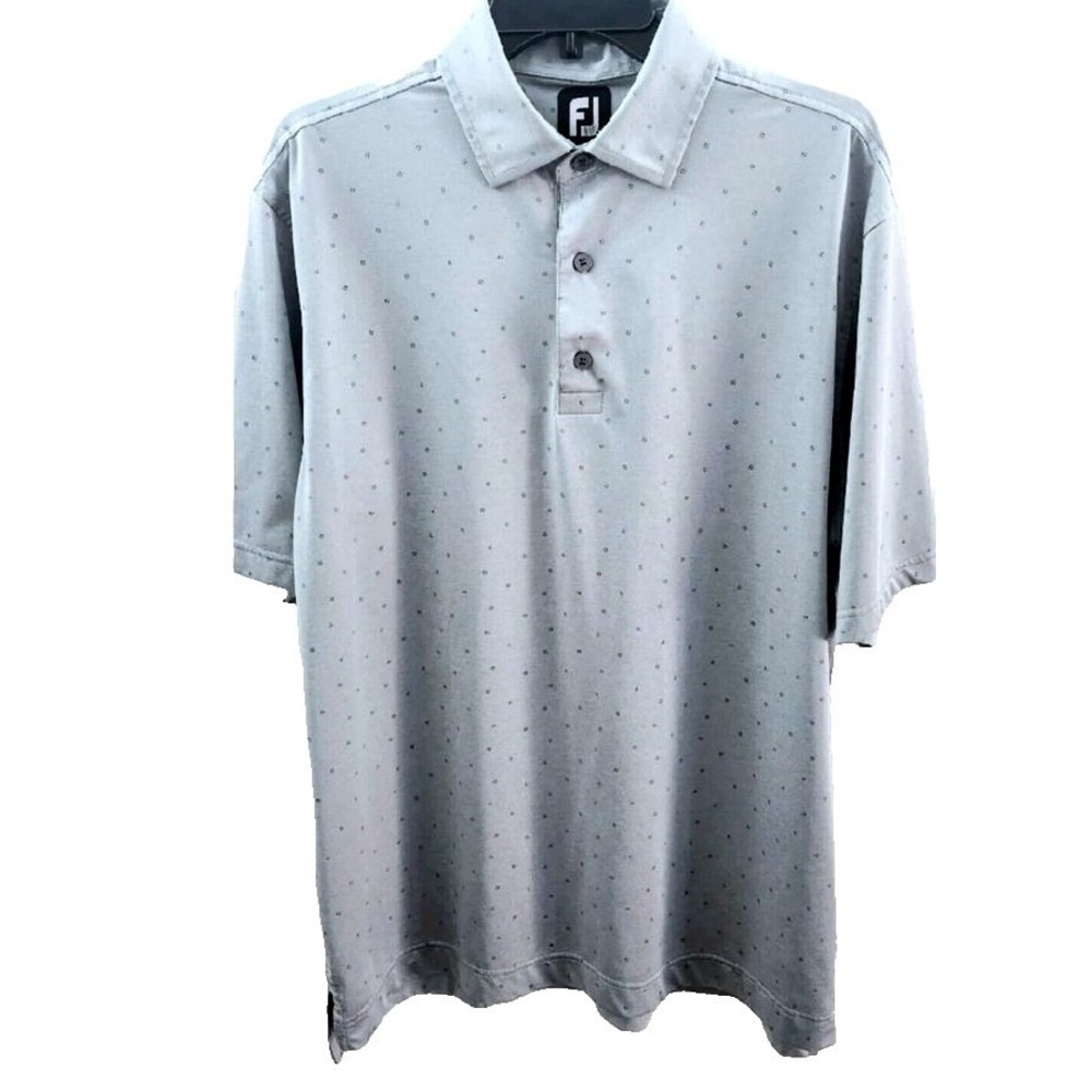 FootJoy Performance Golf Polo Men's size L FJ Geometric Print Stretch Shirt